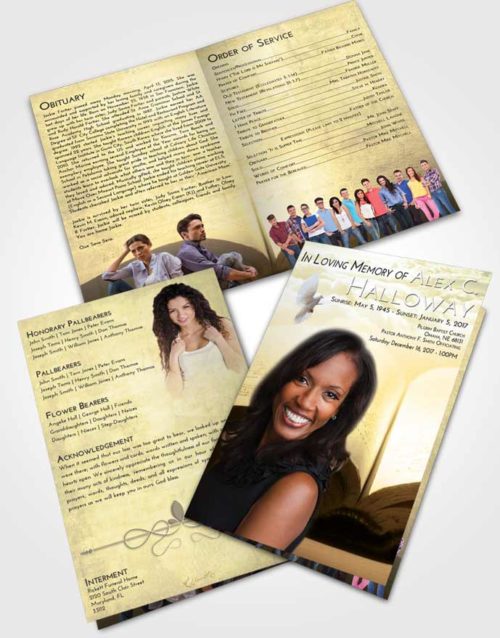 Bifold Order Of Service Obituary Template Brochure At Dusk Bible Faith