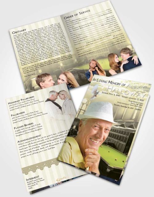Bifold Order Of Service Obituary Template Brochure At Dusk Billiards Journey