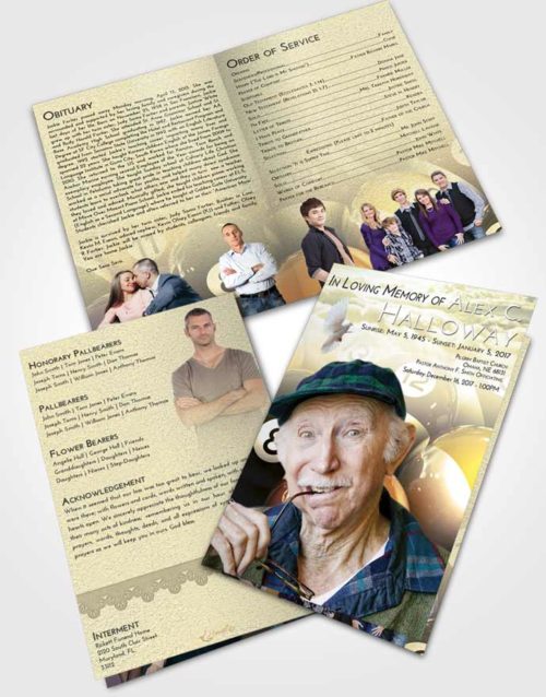 Bifold Order Of Service Obituary Template Brochure At Dusk Billiards Tournament