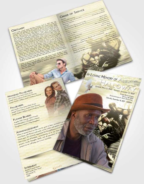 Bifold Order Of Service Obituary Template Brochure At Dusk Boxing Animation