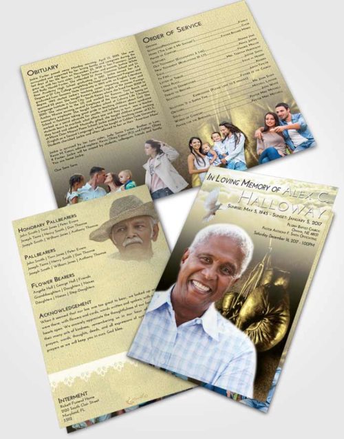 Bifold Order Of Service Obituary Template Brochure At Dusk Boxing Serenity