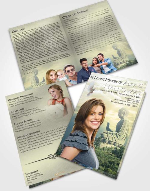 Bifold Order Of Service Obituary Template Brochure At Dusk Buddha Surprise