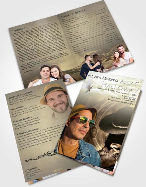 Bifold Order Of Service Obituary Template Brochure At Dusk Cowboy Desire