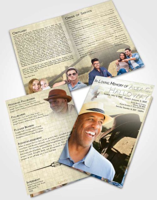 Bifold Order Of Service Obituary Template Brochure At Dusk Cowboy Honor