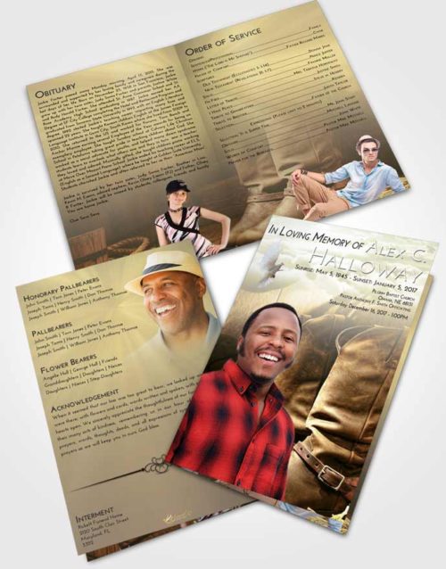 Bifold Order Of Service Obituary Template Brochure At Dusk Cowboy Love