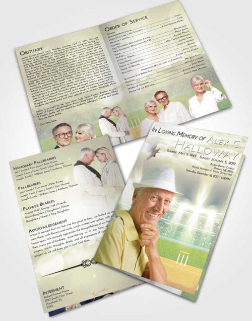 Bifold Order Of Service Obituary Template Brochure At Dusk Cricket Pride