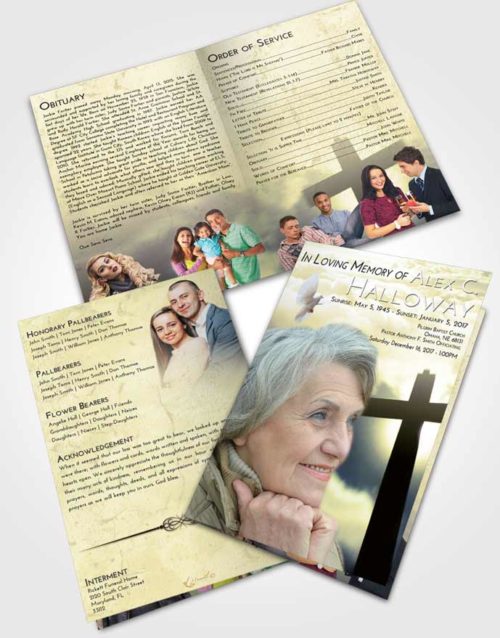 Bifold Order Of Service Obituary Template Brochure At Dusk Faith in the Cross