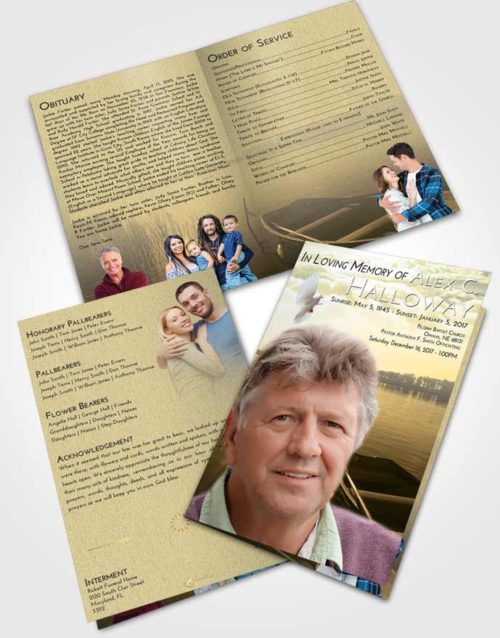 Bifold Order Of Service Obituary Template Brochure At Dusk Fishing Boat