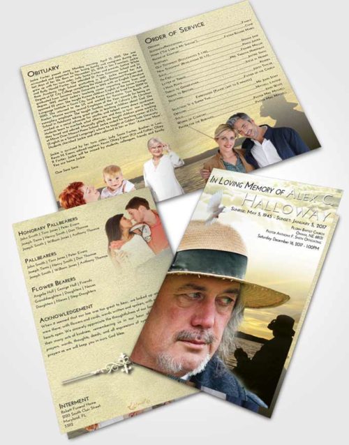 Bifold Order Of Service Obituary Template Brochure At Dusk Fishing Desire