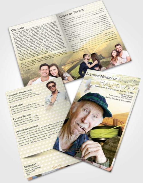 Bifold Order Of Service Obituary Template Brochure At Dusk Fishing Dreams