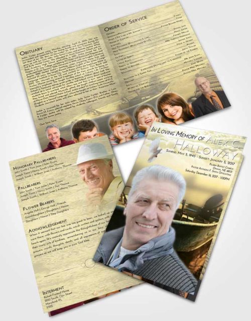 Bifold Order Of Service Obituary Template Brochure At Dusk Fishing Life