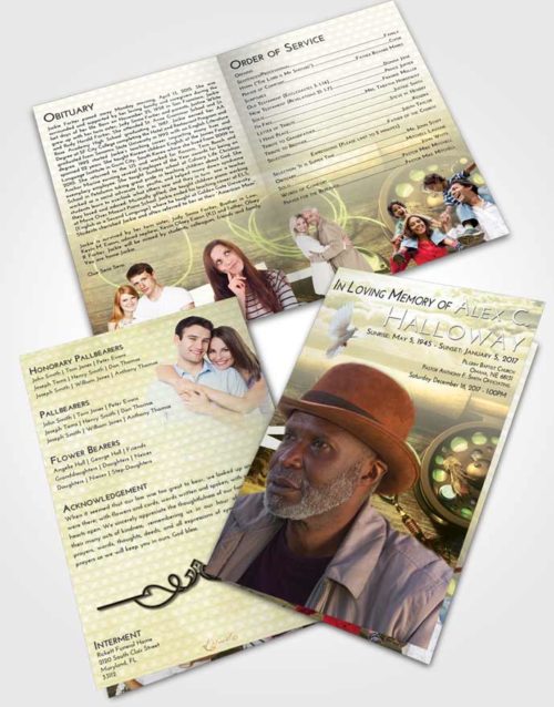 Bifold Order Of Service Obituary Template Brochure At Dusk Fishing Pride