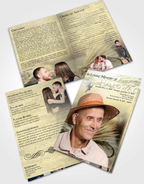 Bifold Order Of Service Obituary Template Brochure At Dusk Fishing Serenity