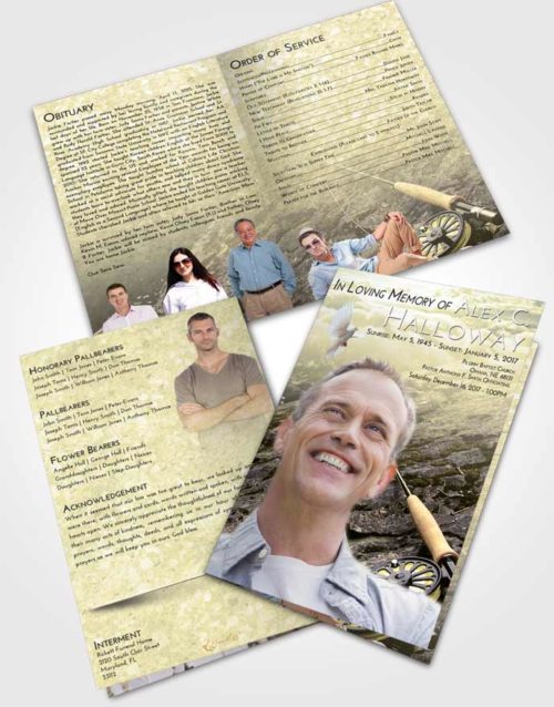 Bifold Order Of Service Obituary Template Brochure At Dusk Fishing on the Rocks