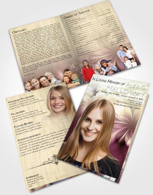 Bifold Order Of Service Obituary Template Brochure At Dusk Floral Lust