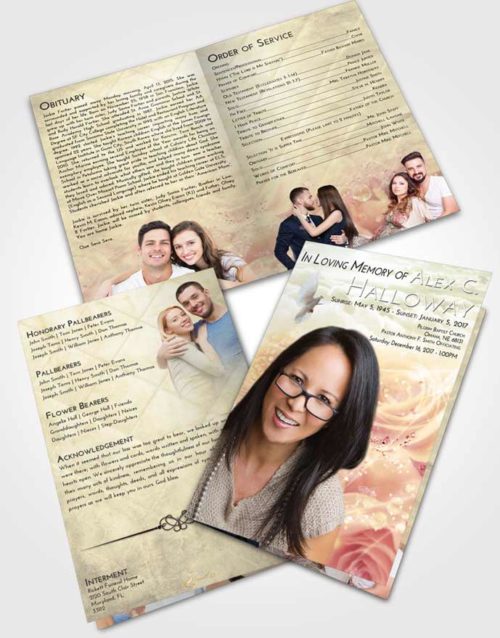 Bifold Order Of Service Obituary Template Brochure At Dusk Floral Relaxation