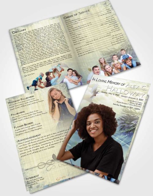 Bifold Order Of Service Obituary Template Brochure At Dusk Floral Style