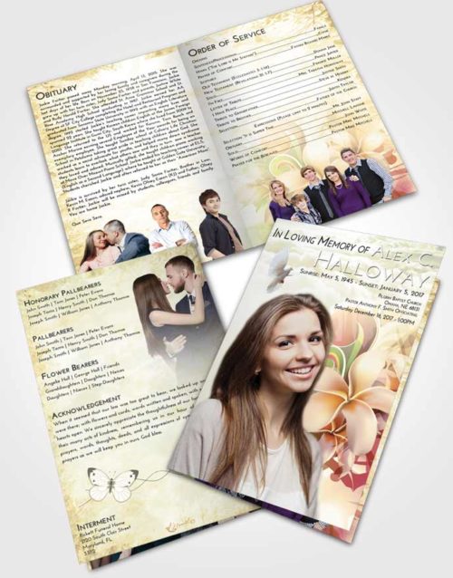 Bifold Order Of Service Obituary Template Brochure At Dusk Floral Wish