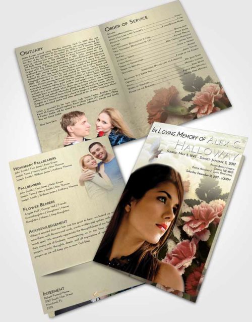 Bifold Order Of Service Obituary Template Brochure At Dusk Flower Magic
