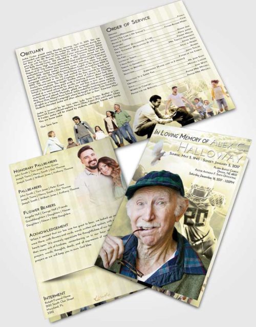 Bifold Order Of Service Obituary Template Brochure At Dusk Football Honor