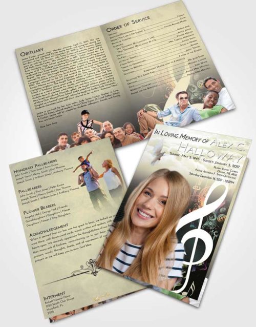Bifold Order Of Service Obituary Template Brochure At Dusk G Clef