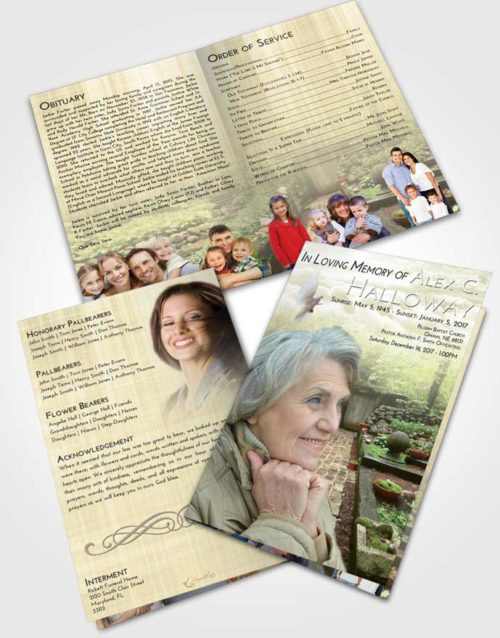 Bifold Order Of Service Obituary Template Brochure At Dusk Gardening Desire