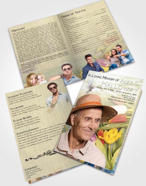 Bifold Order Of Service Obituary Template Brochure At Dusk Gardening Morning
