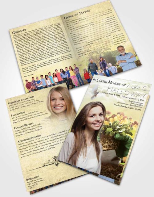 Bifold Order Of Service Obituary Template Brochure At Dusk Gardening Passion