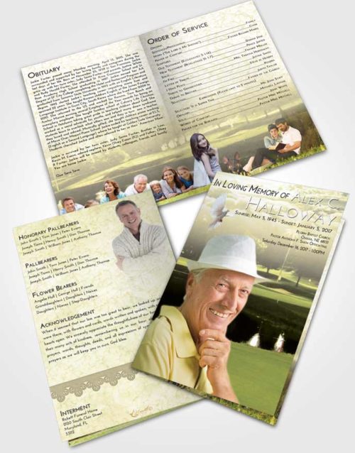 Bifold Order Of Service Obituary Template Brochure At Dusk Golf Paradise