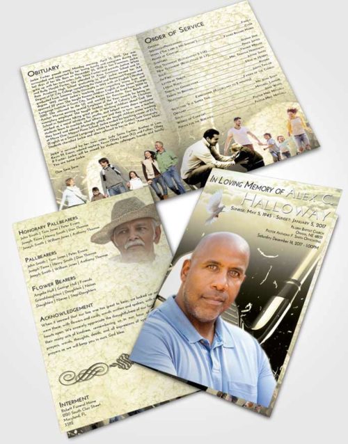 Bifold Order Of Service Obituary Template Brochure At Dusk Golf Swing