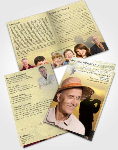 Bifold Order Of Service Obituary Template Brochure At Dusk Golfing Peace