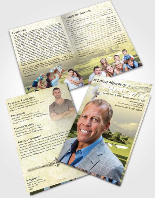 Bifold Order Of Service Obituary Template Brochure At Dusk Golfing Sandtrap