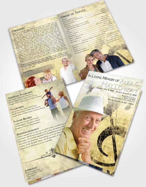 Bifold Order Of Service Obituary Template Brochure At Dusk Harmonica