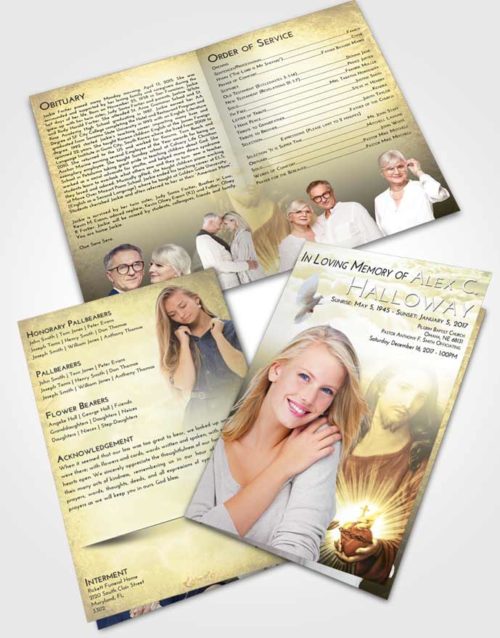 Bifold Order Of Service Obituary Template Brochure At Dusk Jesus Christ