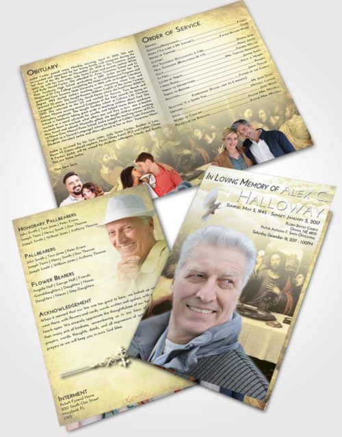 Bifold Order Of Service Obituary Template Brochure At Dusk Jesus Last Supper