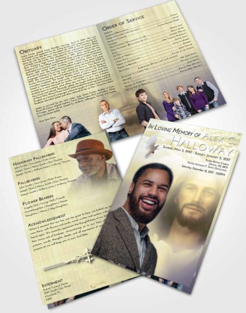 Bifold Order Of Service Obituary Template Brochure At Dusk Jesus in Heaven