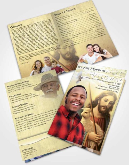 Bifold Order Of Service Obituary Template Brochure At Dusk Jesus the Savior