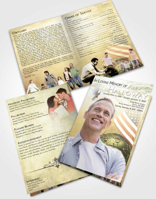 Bifold Order Of Service Obituary Template Brochure At Dusk Loving Veteran