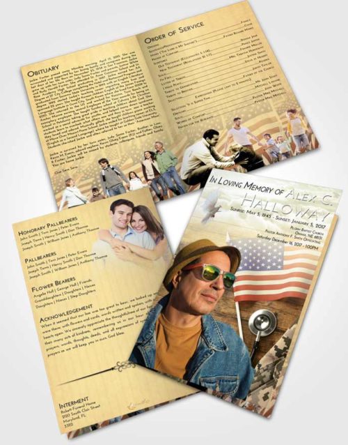 Bifold Order Of Service Obituary Template Brochure At Dusk Military Medical