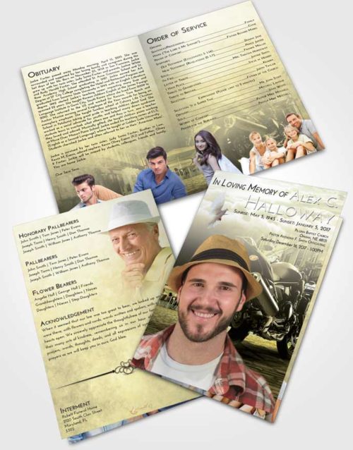 Bifold Order Of Service Obituary Template Brochure At Dusk Motorcycle Dreams