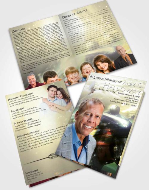 Bifold Order Of Service Obituary Template Brochure At Dusk Motorcycle Speed