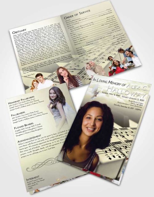 Bifold Order Of Service Obituary Template Brochure At Dusk Piano Desire