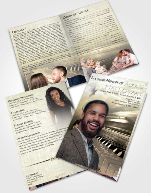 Bifold Order Of Service Obituary Template Brochure At Dusk Piano Passion