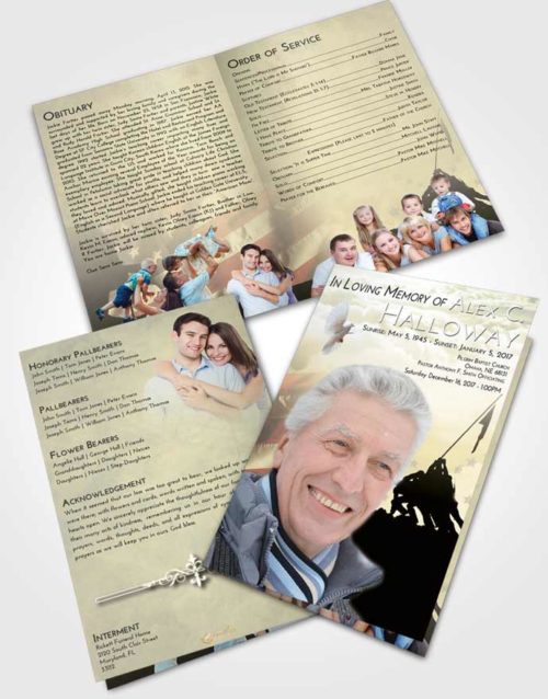 Bifold Order Of Service Obituary Template Brochure At Dusk Proud Veteran