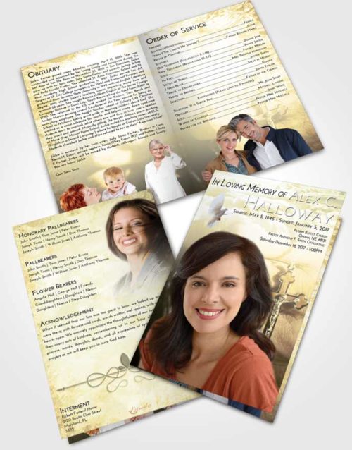 Bifold Order Of Service Obituary Template Brochure At Dusk Rosary Honor