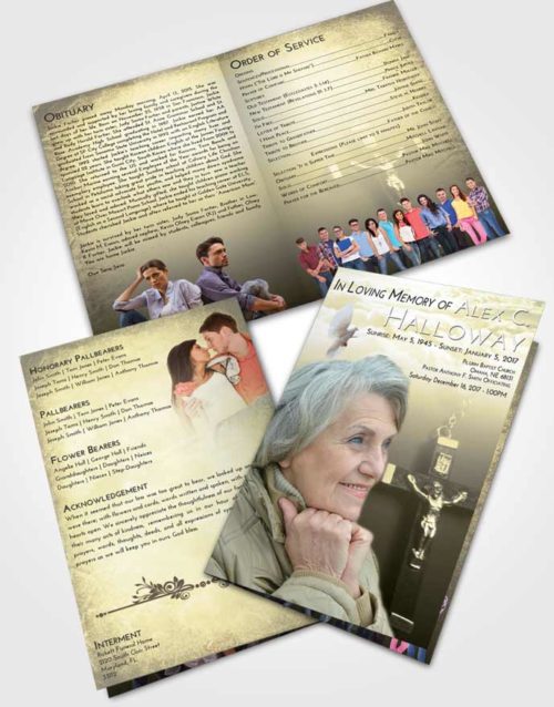Bifold Order Of Service Obituary Template Brochure At Dusk Rosary Love