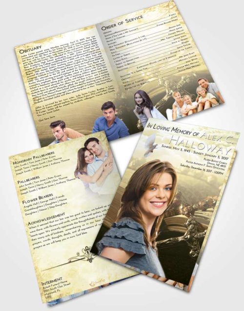 Bifold Order Of Service Obituary Template Brochure At Dusk Rosary Prayer