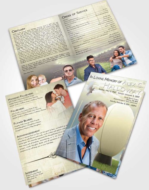 Bifold Order Of Service Obituary Template Brochure At Dusk Rugby Honor