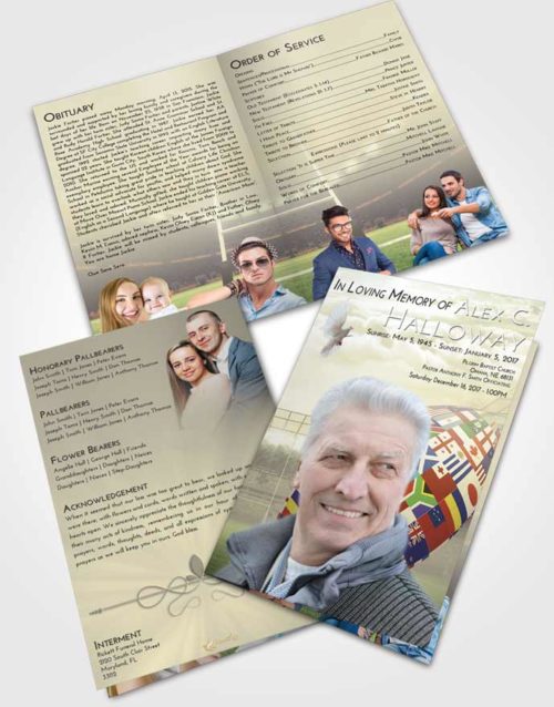 Bifold Order Of Service Obituary Template Brochure At Dusk Rugby Passion