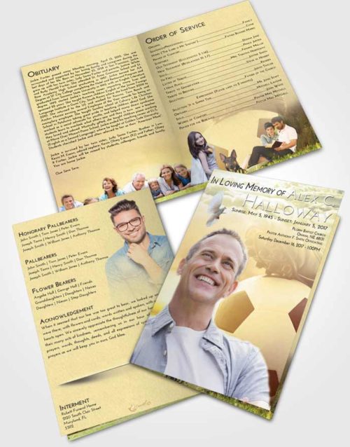 Bifold Order Of Service Obituary Template Brochure At Dusk Soccer Cleats